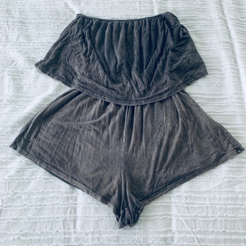 Women’s Romper, Gray Strapless Elastic Waist, Cotton, Size Medium, New - Picture 3 of 3